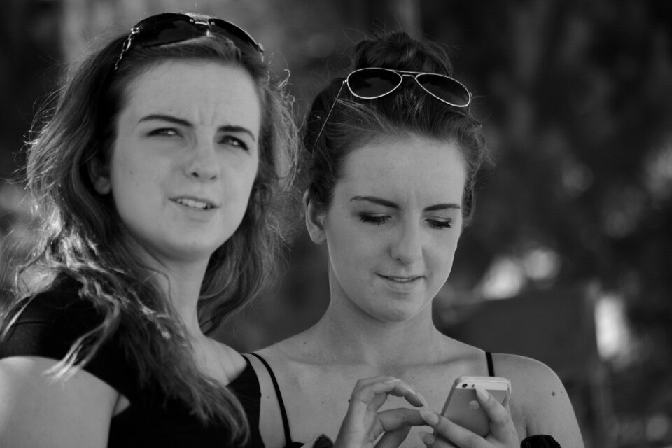 Woman cellphone people