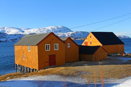 Sea fjord snow photo