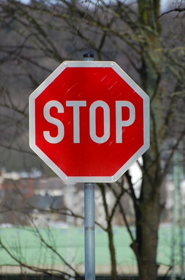 Red white warnschild