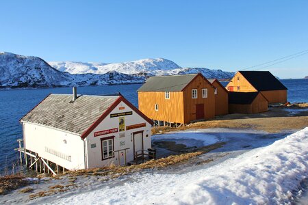 Sea fjord snow photo