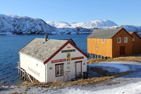 Sea fjord snow photo