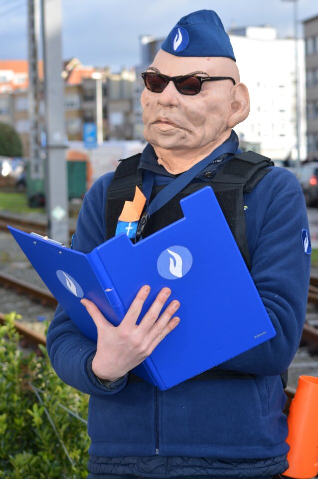 People dress up police officer