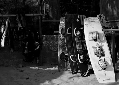 Beach kite boards kite surfing
