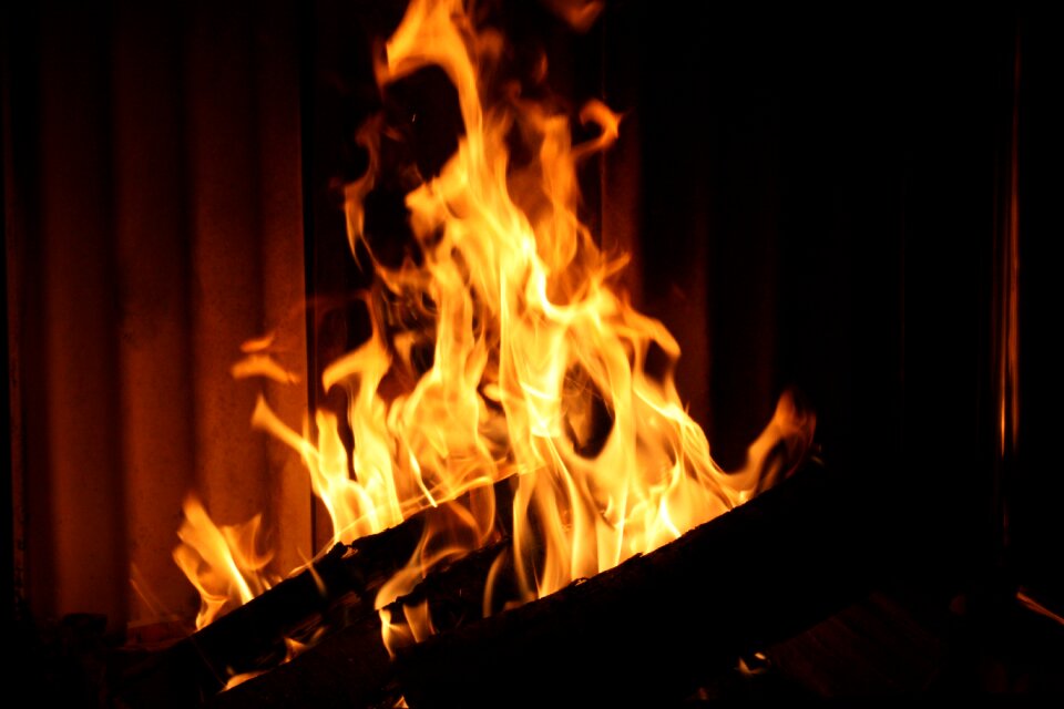 Fire fireplace the flame