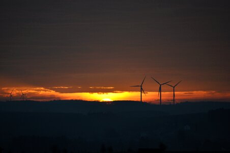 Landscape wind turbine sun