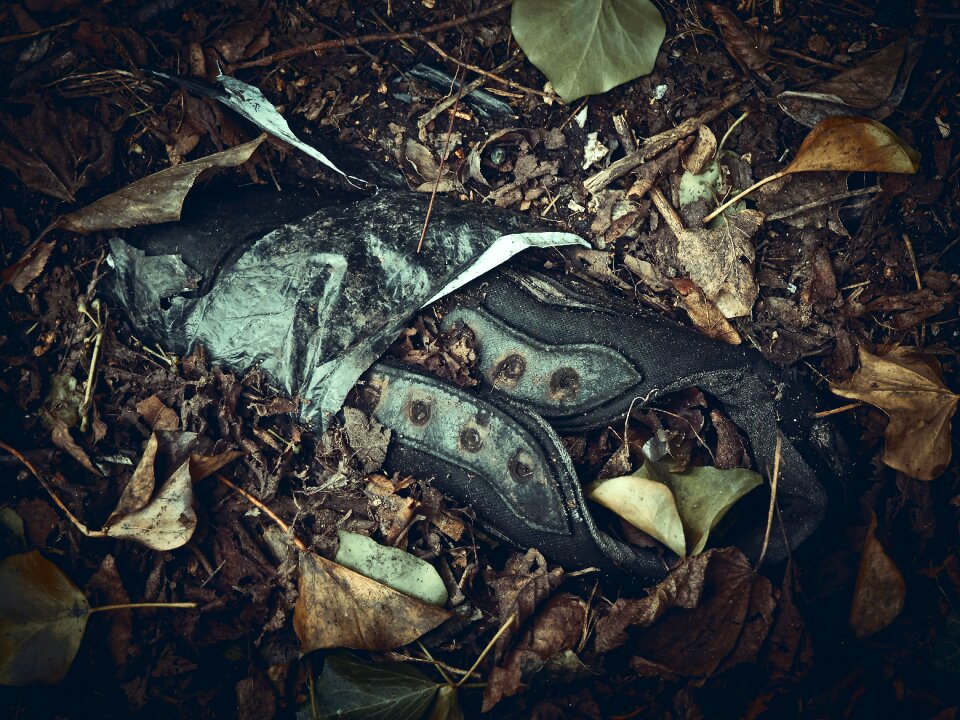 Old shoes destroyed broken