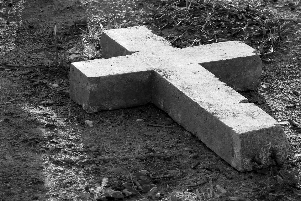 Cemetery ground gray cross