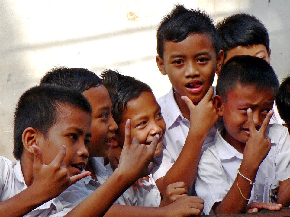 Schoolchildren playful kids photo