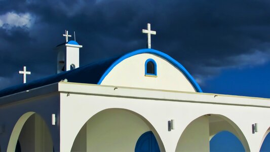 Blue white orthodox photo