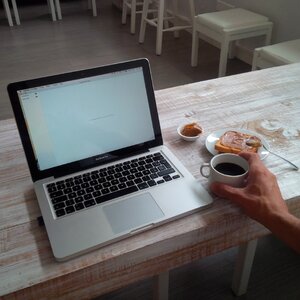 Bread computer breakfast photo