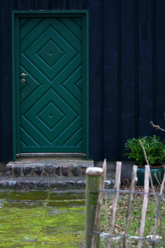 Entrance doorway green door