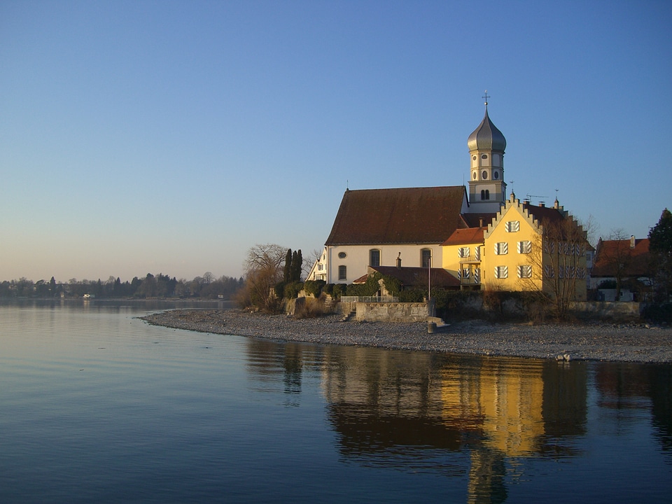 Lake constance mirroring evening sun