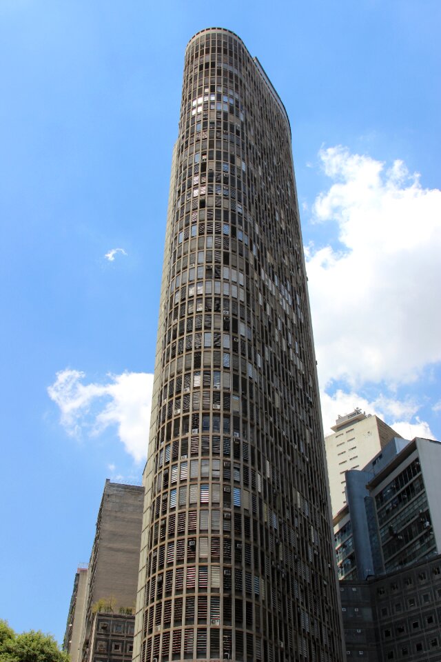 Blue sky tall building building