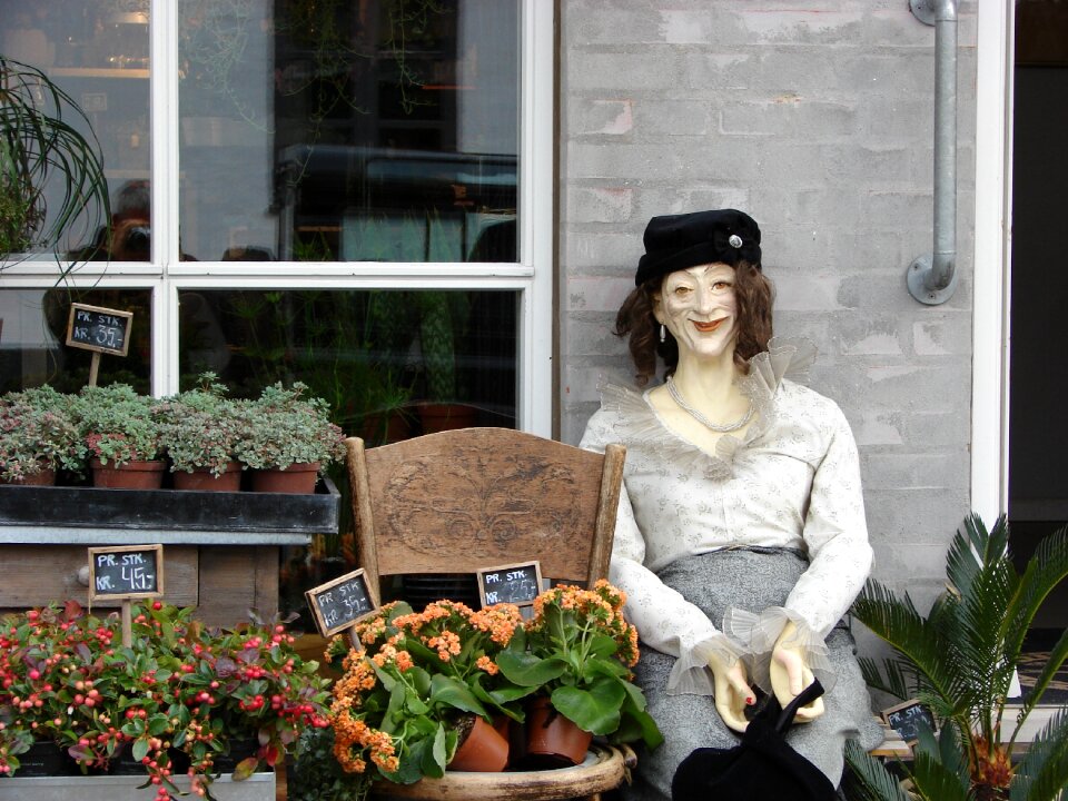Flower shop doll still life