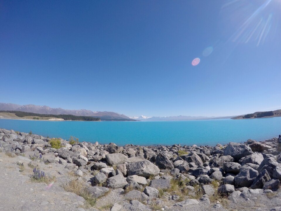 Pond mountains wide photo