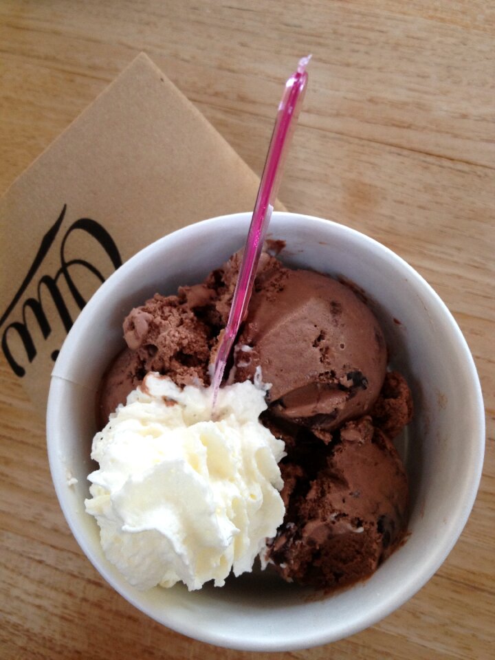 Chocolate ice cream scoop dessert