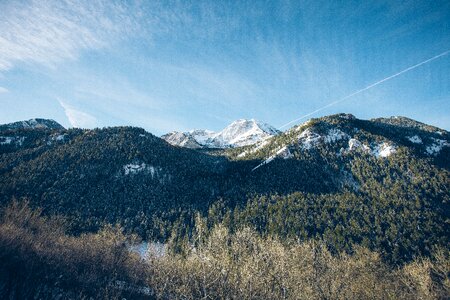 Clear forest landscape mountains photo