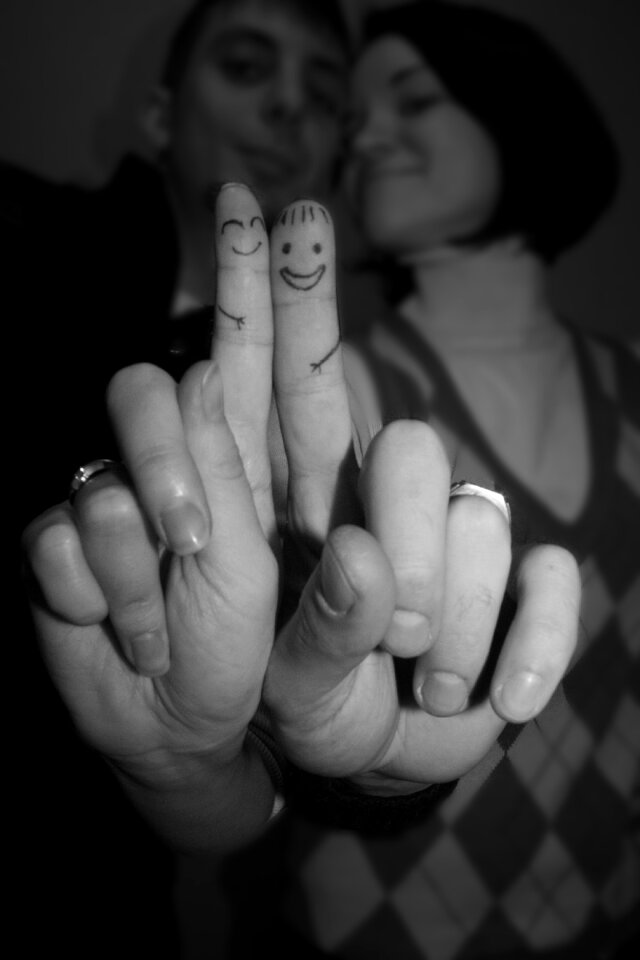 Hands faces hugs