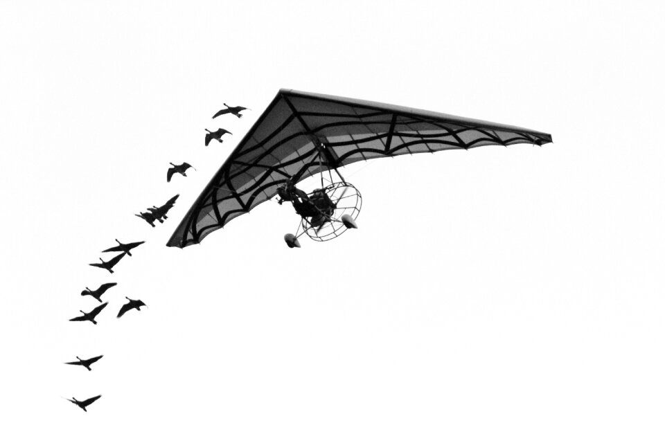 Paragliding flight human