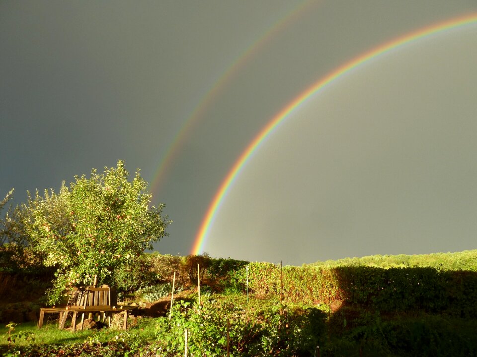 Rain rainbow double