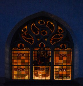 Illuminated church nave photo