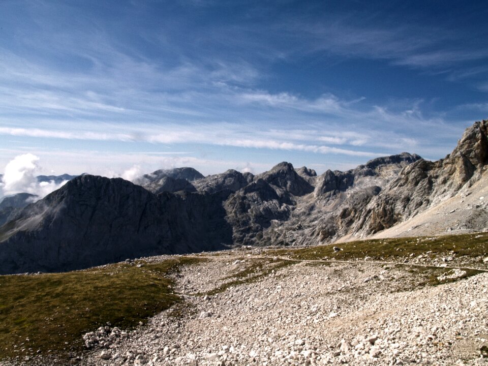 Blue outdoors mountain top photo