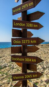 Distance signs wooden signs photo