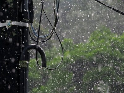 Pole in the rain rain wet post photo