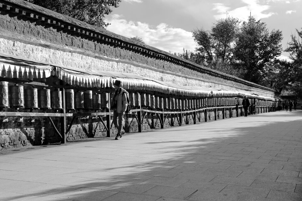 Potala square passers prayer wheel photo