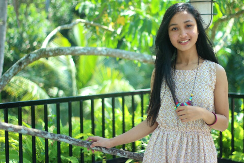 Young long hair outdoors