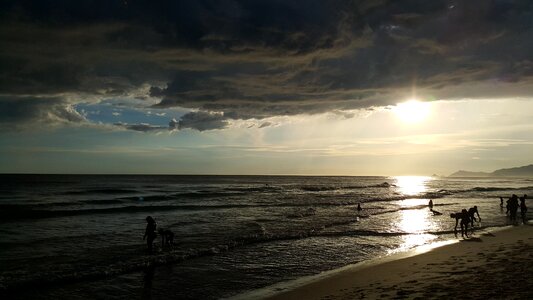Beach stormy heavy clouds
