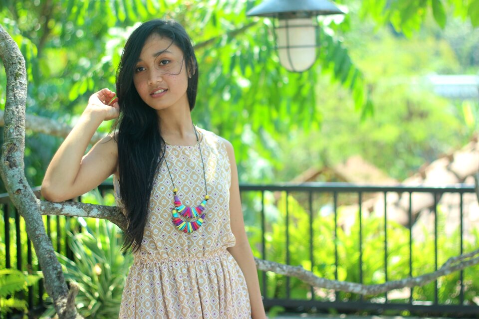 Young long hair outdoors