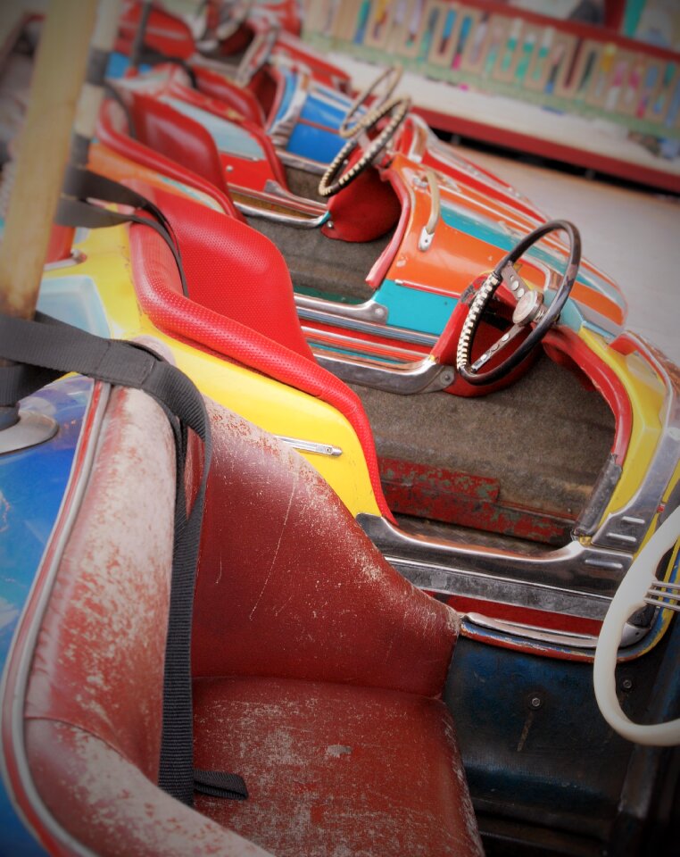 Colorful folk festival bumper cars