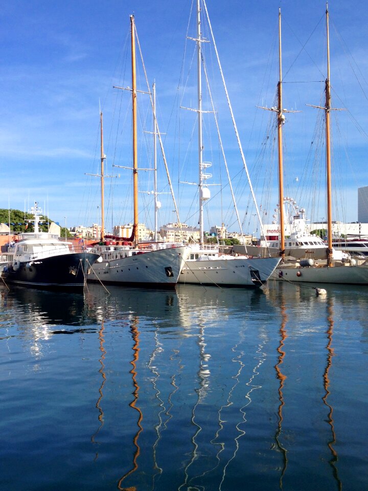 Barcelona harbour sea reflection