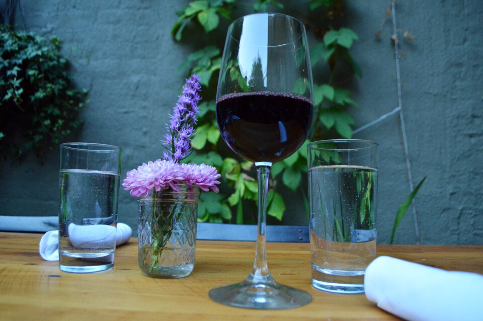 Outdoors drinks blue wine