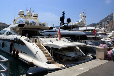 Yacht garage boat on the boat