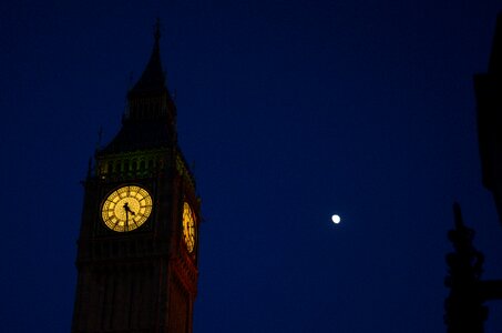 Tower night moon photo