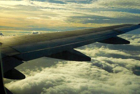 Travel airplane wing view photo