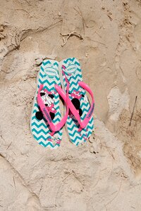 Sandals footprint sand beach