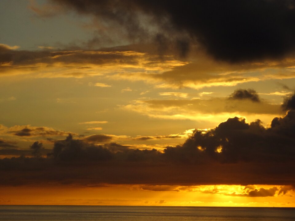 Sea orange sky cloud