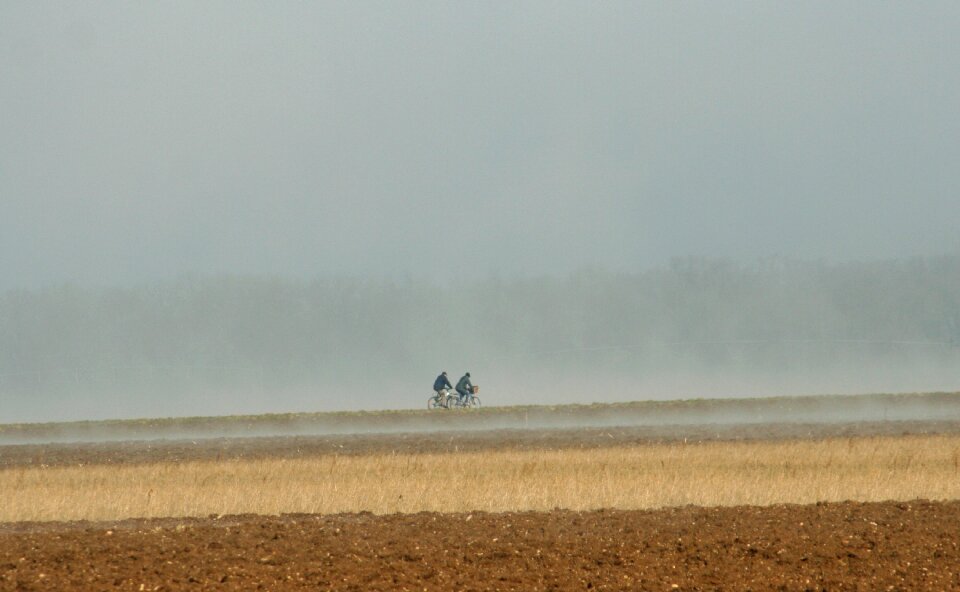 Landscape field early in the morning photo