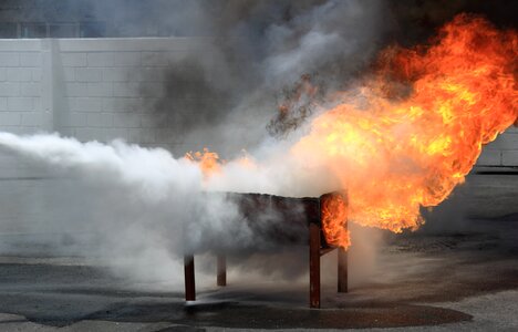 Firefighter practices training