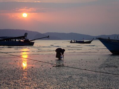 Asia beach sunset photo