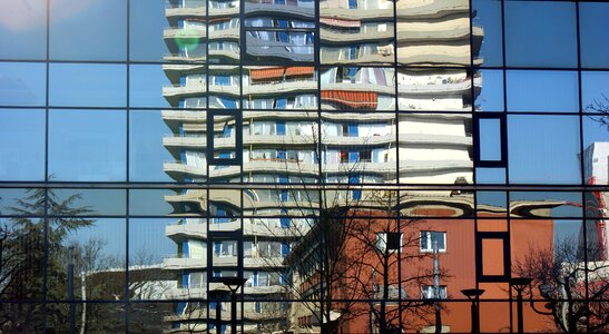 Office building facade urban landscape