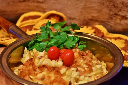 Delicious spätzle cheese photo