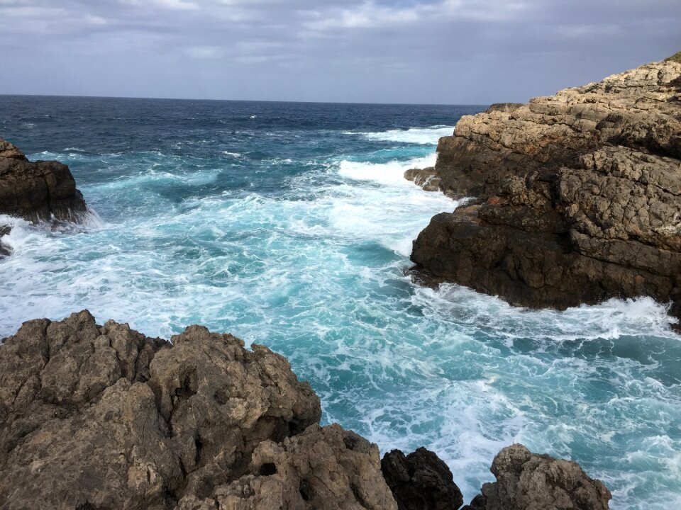 Blue steep slope sea view