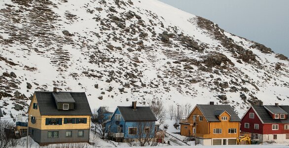 Wooden houses fjord northern cape
