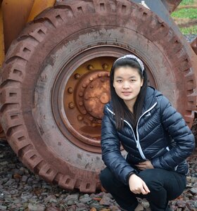 Tractor rusty girls photo