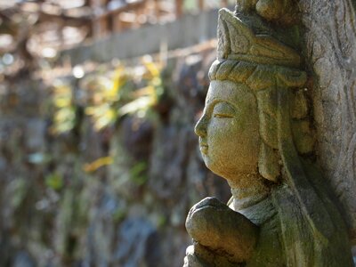 Profile stone statues buddhism
