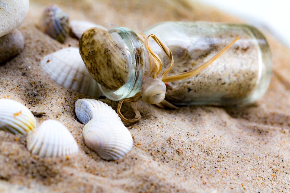 Sand beach glass bottle
